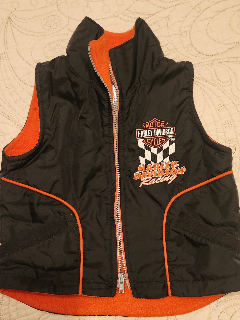 Kids Black and Orange Vest By Harley Davidson
